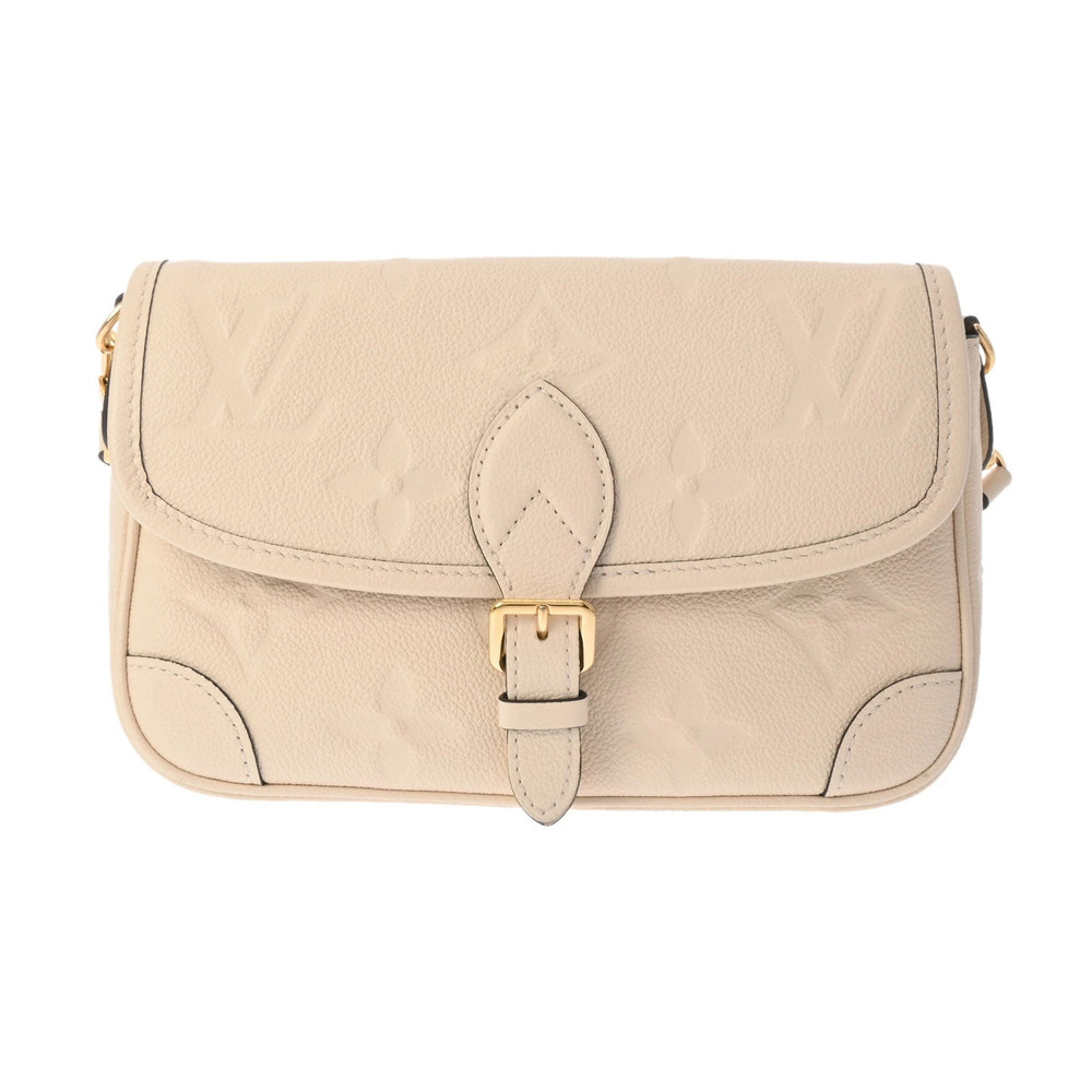 LOUIS VUITTON Monogram Empreinte Diane Cream Leather Shoulder Bag